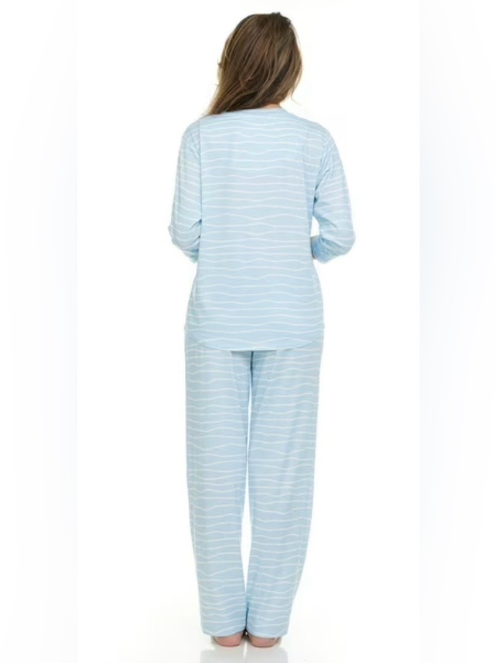 FLORA NIKROOZ Women Relaxed Fit 3/4 Sleeve Henley Pajama Set 2 Piece Pockets😍 - Picture 5 of 14